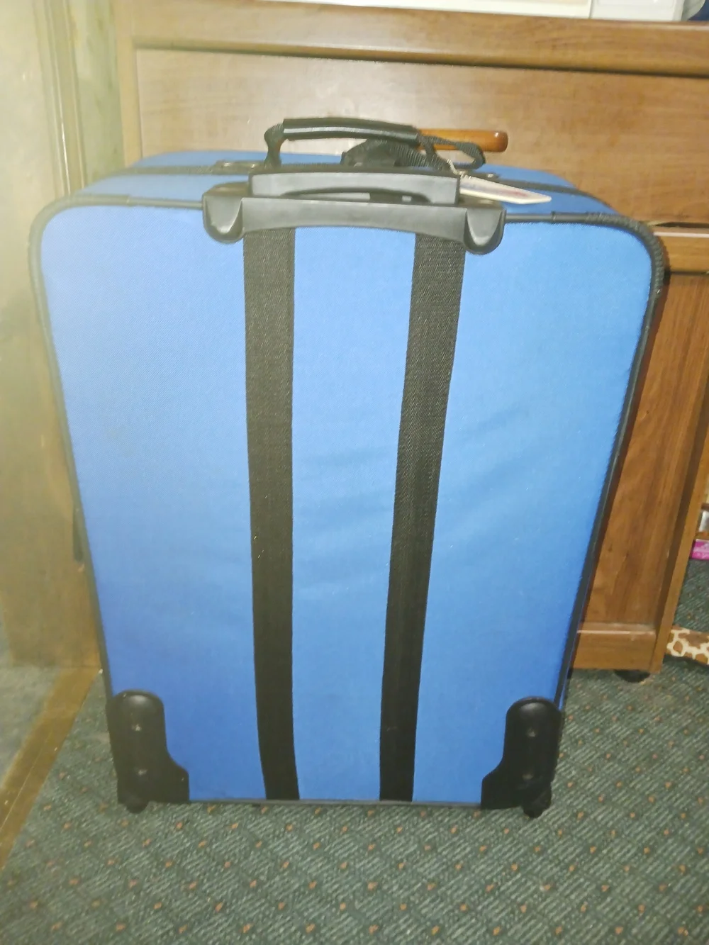 American Tourister Blue Softside Carry-On with Silver Accents